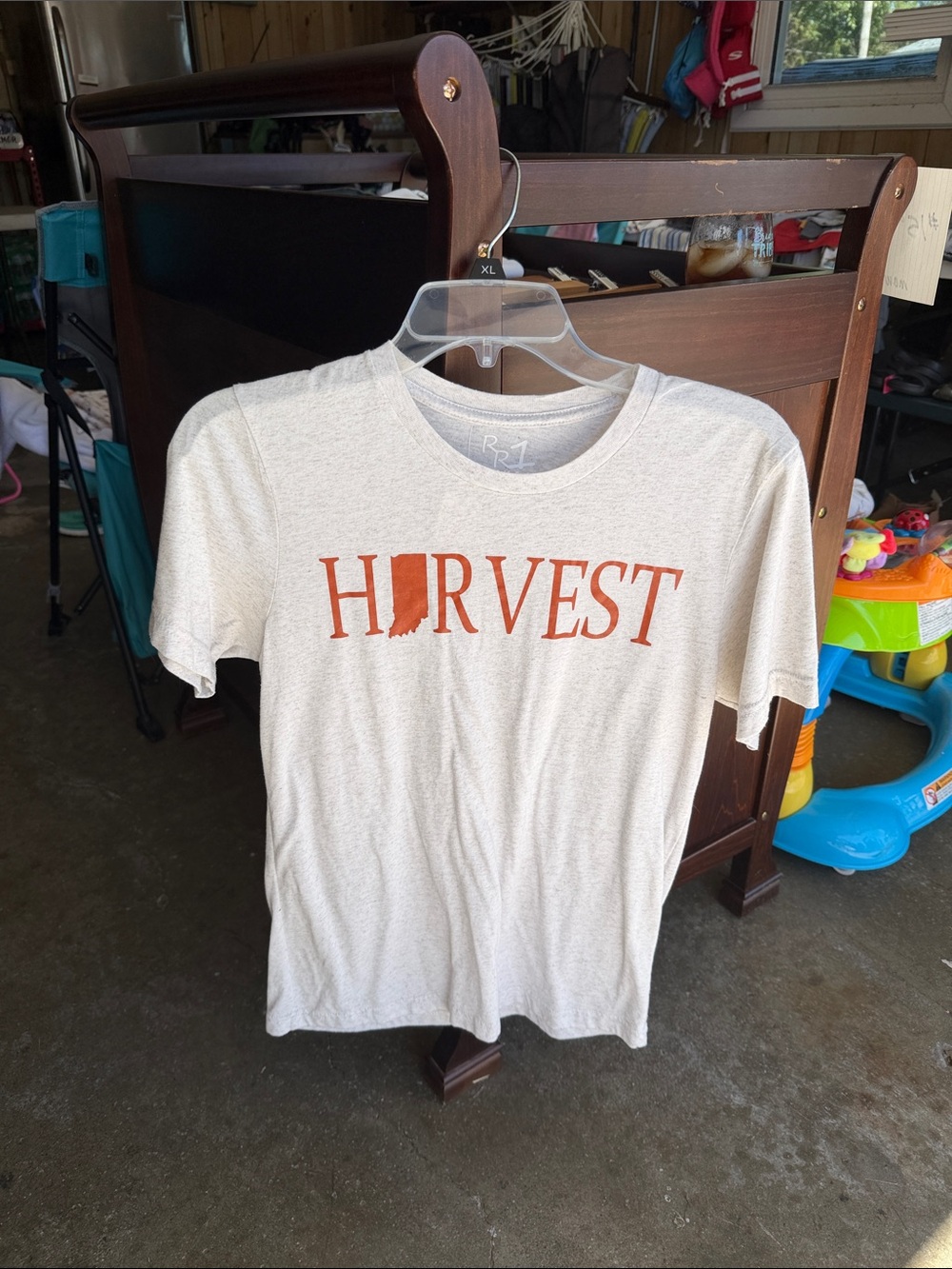 Harvest Graphic Womens T-Shirt - Cream with Orange Print